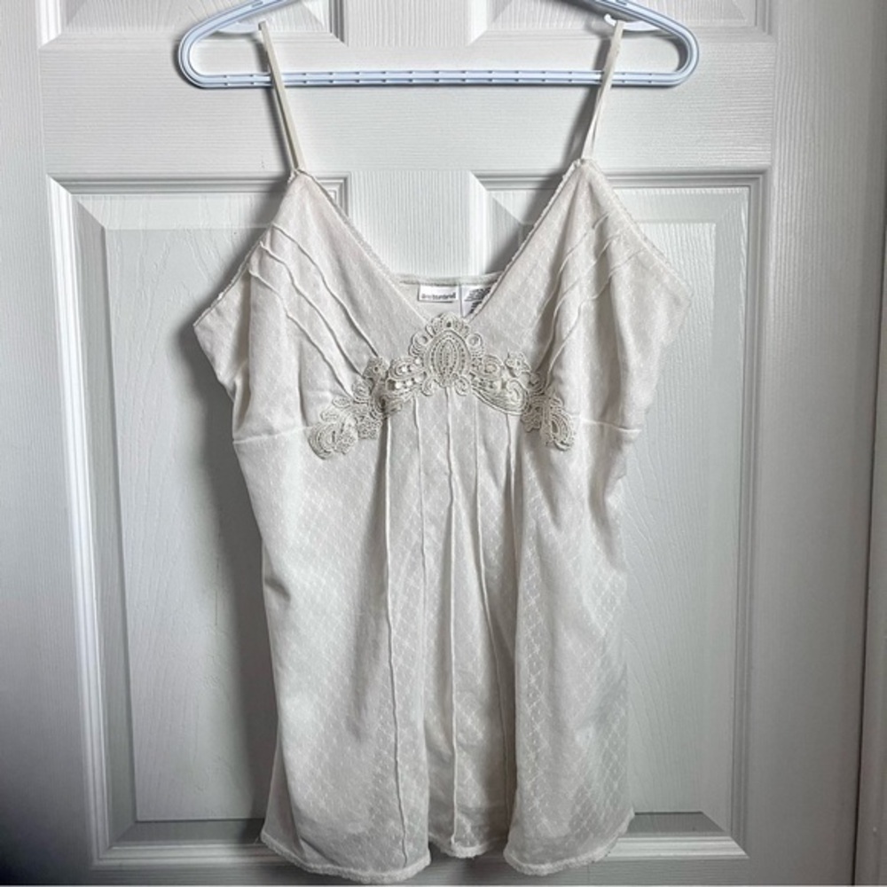 Y2K No Boundaries Lace Top floral sleeveless women white Large boho cami tank